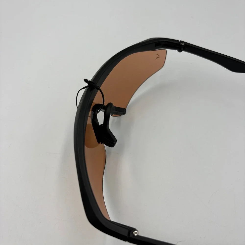 Gattaca Shield Sunglasses Matte Black‎ Wrap Around Amber Lens Sporty Y2K Cyber